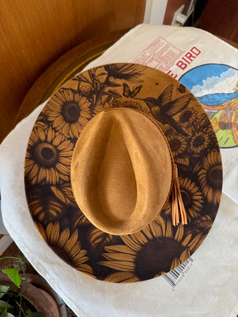 Laser Engraved Sunflower Suede Hat SH001