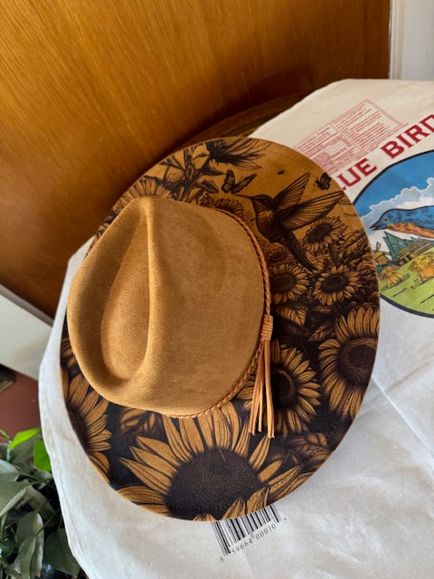 Laser Engraved Sunflower Suede Hat SH001