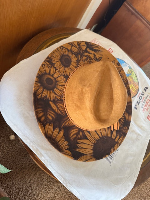 Laser Engraved Sunflower Suede Hat SH001